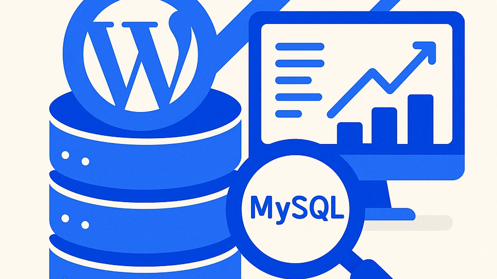 Schema architettura WordPress ad alto traffico con MySQL e cache